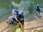 Nữ ninja ngã xuống kênh như trượt patin