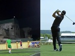 Chàng trai sút bóng như đánh golf