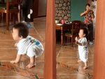 Ông bà vỡ òa hạnh phúc khi thấy cháu lần đầu biết đứng vững