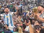 Aguero cõng Messi đi quanh sân ăn mừng vô địch World Cup 2022