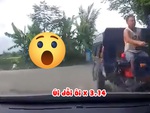 Tài xế ôtô hú hồn với pha vào cua như tên bắn của xe ba gác