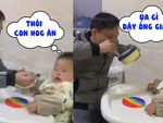 Bố giận dỗi ăn hết tô cơm của con trai