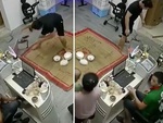 Chàng trai đứng hình khi làm đổ mâm cơm