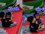 Mẹ xúc động khi xem lại camera cảnh con trai giữ em