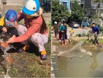 Cá chép ông Táo vừa phóng sinh đã bị thanh niên quăng chài bế lên