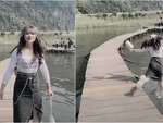 Cô gái đu trend lỗi ngã nhào xuống ao