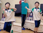 Biểu cảm thần thái của bé trai khi nhảy dance