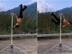 Chàng trai tập xà đi trên không siêu đỉnh