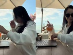 Cô gái phản xạ nhanh như chớp khi làm đổ ly nước