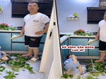 Con gái đưa mông cho bố đánh đòn khi làm đổ rau