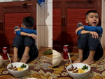 Bé trai giận dỗi vì thợ cắt tóc làm không giống mẫu
