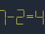 Di chuyển một que diêm để 7-2 = 4 thành phép tính đúng