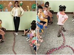 Cô giáo mầm non hướng dẫn trò đi catwalk chuyên nghiệp