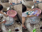 Người phụ nữ vệ sinh quạt tường như tắm cho em bé