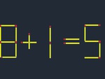 Di chuyển 2 que diêm để 8+1=5 thành phép tính đúng