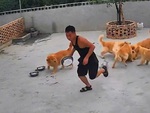 Chàng trai nhanh trí thả 'chó đại ca' để dẹp đám đông đánh nhau
