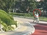 Cô gái lao vào bụi cây vì xe đạp mất phanh