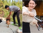 Chàng trai nướng gà úp thùng cháy đen