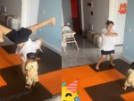 Mẹ hướng dẫn con gái nhỏ nhảy hip hop siêu dễ thương