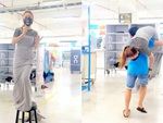 Nữ công nhân lầy lội trong giờ giải lao