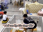 Tan chảy với phản ứng của hai bố con khi thấy mẹ bị ngã