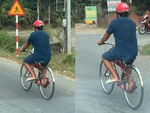 Xe đạp chạy động cơ bằng xăng phóng vun vút trên đường