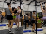 Cặp đôi hú hồn khi tập đĩa tạ làm vỡ gương