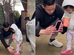 Con gái được bố ‘gánh còng lưng’ khi lấy điện thoại của mẹ làm dép