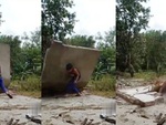 Chàng trai bị tường đè khi luyện 'Giáng long thần chưởng'