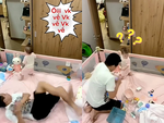 Bố bỉm sữa lươn lẹo khi thấy vợ về