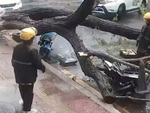 Hai shipper thoát chết thần kỳ khi giao hàng trời mưa