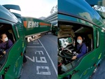 Pha lùi chuồng đẳng cấp của nữ tài xế lái xe container