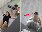 Bé trai 'đánh chừa' chiếc ghế làm mẹ ngã