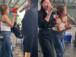 Cô gái quê một cục khi hát karaoke cầm micro ngược