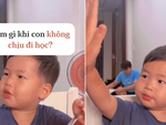 Mẹ trẻ thuyết phục con trai không chịu đi học