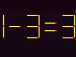 Thử tài IQ: Di chuyển hai que diêm để 1-3=3 thành phép tính đúng