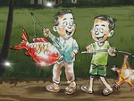 Đèn trung thu cây nhà lá vườn