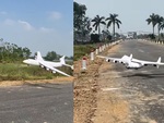 Máy bay điều khiển gãy cánh khi đáp xuống đường nhựa