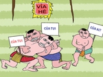 Ba người cùng đòi quyền lợi vỉa hè
