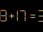 Thử tài IQ: Di chuyển một que diêm để 8+17=3 thành phép tính đúng