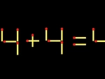 Thử tài IQ: Di chuyển một que diêm để 4+4=4 thành phép tính đúng