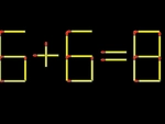 Thử tài IQ: Di chuyển một que diêm để 6+6=8 thành phép tính đúng