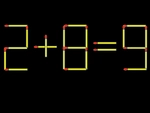Thử tài IQ: Di chuyển một que diêm để 2+8=9 thành phép tính đúng