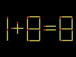 Thử tài IQ: Di chuyển một que diêm để 1+8=8 thành phép tính đúng