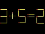 Thử tài IQ: Di chuyển một que diêm để 3+5=2 thành phép tính đúng
