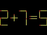 Thử tài IQ: Di chuyển một que diêm để 2+7=5 thành phép tính đúng