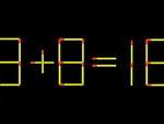 Thử tài IQ: Di chuyển một que diêm để 3+8=16 thành phép tính đúng
