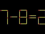 Thử tài IQ: Di chuyển một que diêm để 7-8=2 thành phép tính đúng