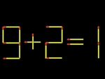 Thử tài IQ: Di chuyển một que diêm để 9+2=1 thành phép tính đúng