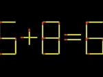 Thử tài IQ: Di chuyển một que diêm để 5+8=6 thành phép tính đúng